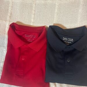 Nautica Red and Black Polo Shirt Duo